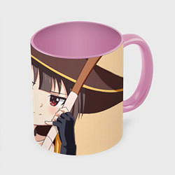 Кружка 3D Konosuba Мэгумин cute, цвет: 3D-белый + розовый