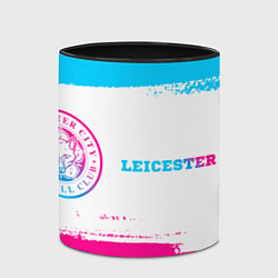 Кружка 3D Leicester City neon gradient style по-горизонтали, цвет: 3D-белый + черный — фото 2