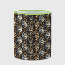 Кружка 3D Волки паттерн, цвет: 3D-светло-зеленый кант — фото 2