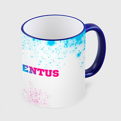 Кружка 3D Juventus neon gradient style по-горизонтали, цвет: 3D-синий кант