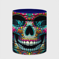 Кружка 3D Cool skull - graffiti ai art, цвет: 3D-белый + синий — фото 2