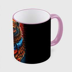 Кружка 3D Военный русский медведь, цвет: 3D-розовый кант