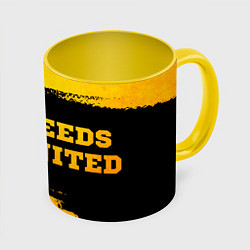 Кружка 3D Leeds United - gold gradient по-горизонтали, цвет: 3D-белый + желтый