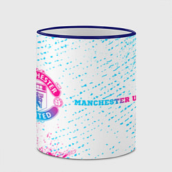 Кружка 3D Manchester United neon gradient style по-горизонта, цвет: 3D-синий кант — фото 2