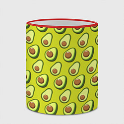 Кружка 3D Паттерн с половинкой авокадо, цвет: 3D-красный кант — фото 2