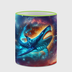 Кружка 3D Космическая неоновая акула - нейросеть, цвет: 3D-светло-зеленый кант — фото 2