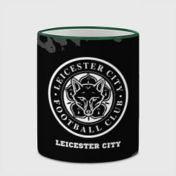 Кружка 3D Leicester City sport на темном фоне, цвет: 3D-зеленый кант — фото 2