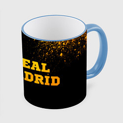 Кружка 3D Real Madrid - gold gradient по-горизонтали, цвет: 3D-небесно-голубой кант
