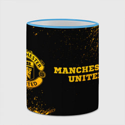 Кружка 3D Manchester United - gold gradient по-горизонтали, цвет: 3D-небесно-голубой кант — фото 2