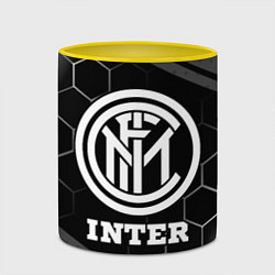 Кружка 3D Inter sport на темном фоне, цвет: 3D-белый + желтый — фото 2