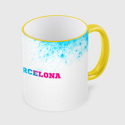 Кружка 3D Barcelona neon gradient style по-горизонтали, цвет: 3D-желтый кант