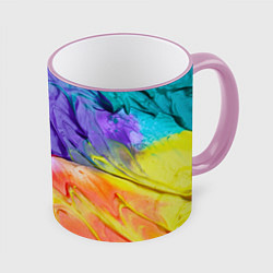 Кружка 3D Красочные разводы гуашью, цвет: 3D-розовый кант