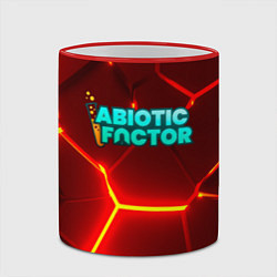 Кружка 3D Abiotic Factor логотип на красном неоновом фоне, цвет: 3D-красный кант — фото 2