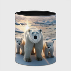 Кружка 3D Polar bear with her cubs - ai art, цвет: 3D-белый + черный — фото 2