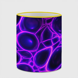 Кружка 3D Фиолетовы неоновые соты, цвет: 3D-желтый кант — фото 2