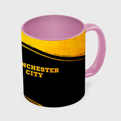 Кружка 3D Manchester City - gold gradient по-горизонтали, цвет: 3D-белый + розовый