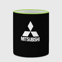 Кружка 3D Mitsubishi logo white, цвет: 3D-светло-зеленый кант — фото 2