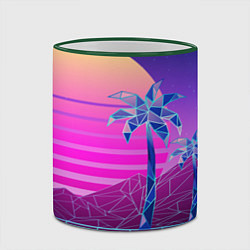 Кружка 3D Vaporwave неоновые горы и пальмы, цвет: 3D-зеленый кант — фото 2