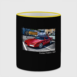 Кружка 3D Ретро автомобиль Pontiac Firebird 1987 года, цвет: 3D-желтый кант — фото 2