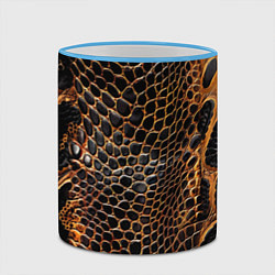 Кружка 3D Реалистичная кожа змеи темно коричневая, цвет: 3D-небесно-голубой кант — фото 2