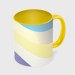 Кружка 3D Паттерн цветные волны - color waves, цвет: 3D-белый + желтый