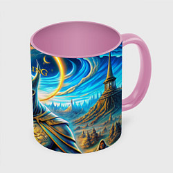 Кружка 3D Elden Ring темный рыцарь, цвет: 3D-белый + розовый