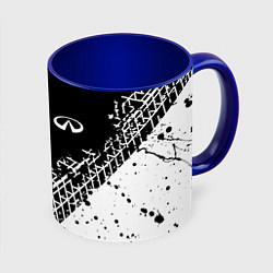Кружка 3D Инфинити: следы от шин, цвет: 3D-белый + синий
