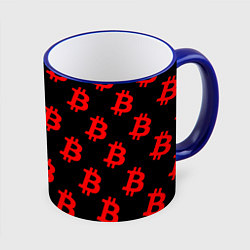 Кружка 3D Bitcoin red logo money, цвет: 3D-синий кант