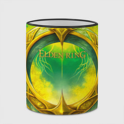 Кружка 3D Elden Ring зелено-желтое кольцо, цвет: 3D-черный кант — фото 2