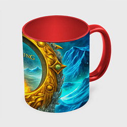 Кружка 3D Elden Ring золотое кольцо и зимний холод, цвет: 3D-белый + красный