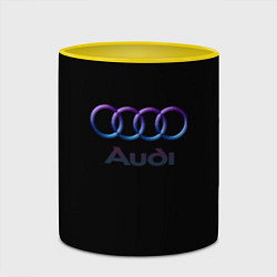 Кружка 3D Audi neon logo, цвет: 3D-белый + желтый — фото 2