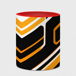 Кружка 3D Чёрно-жёлтые полосы на белом фоне, цвет: 3D-белый + красный — фото 2