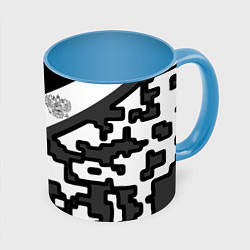 Кружка 3D Россия камуфляж текстура, цвет: 3D-белый + небесно-голубой