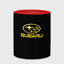 Кружка 3D Subaru logo yellow, цвет: 3D-белый + красный — фото 2