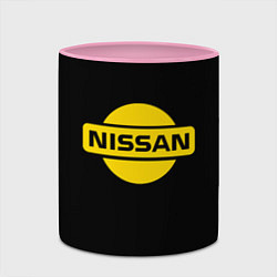 Кружка 3D Nissan yellow logo, цвет: 3D-белый + розовый — фото 2