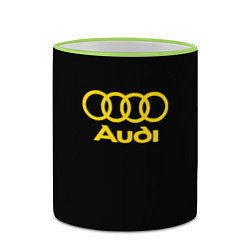 Кружка 3D Audi logo yellow, цвет: 3D-светло-зеленый кант — фото 2