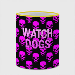 Кружка 3D Watch dogs neon skull, цвет: 3D-желтый кант — фото 2