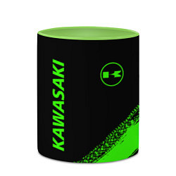 Кружка 3D Kawasaki - logo, цвет: 3D-белый + светло-зеленый — фото 2