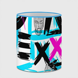 Кружка 3D Маска гопника, цвет: 3D-небесно-голубой кант — фото 2