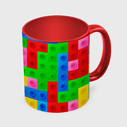 Кружка 3D Блоки цветового конструктора, цвет: 3D-белый + красный