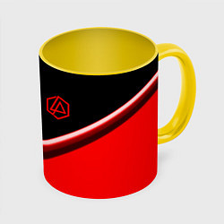 Кружка 3D Linkin park geometry line steel, цвет: 3D-белый + желтый