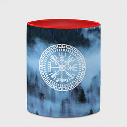 Кружка 3D Символика вегвизир - помни свои корни, цвет: 3D-белый + красный — фото 2