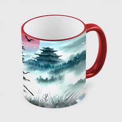 Кружка 3D Japanese samurai - ghost of Tsushima, цвет: 3D-красный кант