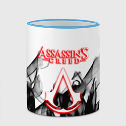 Кружка 3D Assassins Creed огненное лого гейм, цвет: 3D-небесно-голубой кант — фото 2