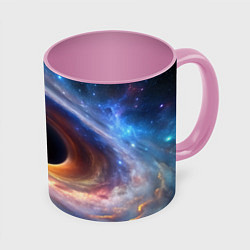 Кружка 3D Чёрная дыра поглощает вселенную, цвет: 3D-белый + розовый