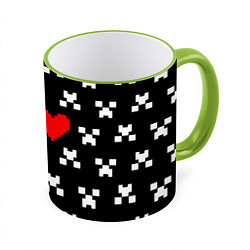 Кружка 3D Minecraft pattern love, цвет: 3D-светло-зеленый кант