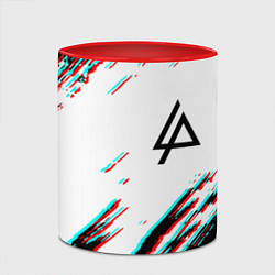 Кружка 3D Linkin park краски глитч, цвет: 3D-белый + красный — фото 2