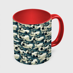 Кружка 3D Доги мем паттерн, цвет: 3D-белый + красный