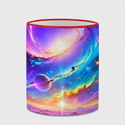 Кружка 3D Космос в неоновых тонах, цвет: 3D-красный кант — фото 2