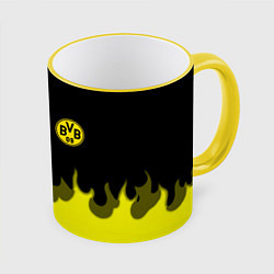 Кружка 3D Borussia fire fc, цвет: 3D-желтый кант
